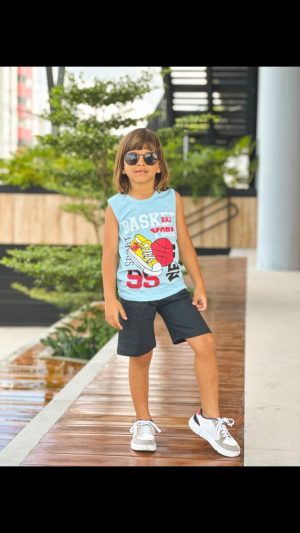 Conjunto masculino regata shorts moletinho